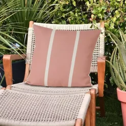 Sunset Pink Double Stripe Outdoor Pillow