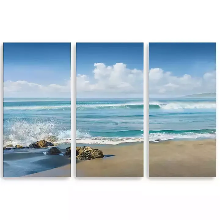 Sweeping Blue Canvas Art Prints, Set of 3