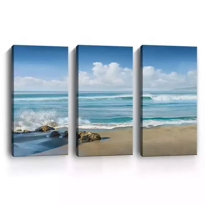 Sweeping Blue Canvas Art Prints, Set of 3