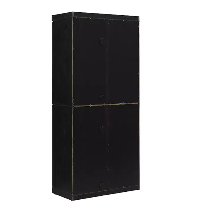 Tall Black Wood and 4-Door Storage Cabinet