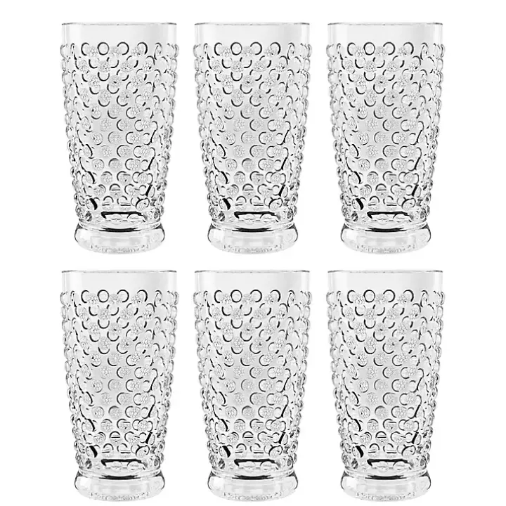 Tall Clear Embossed Acrylic Tumblers, Set of 6