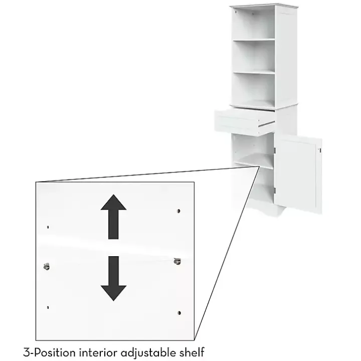 Tall White Open Shelves Cabinet