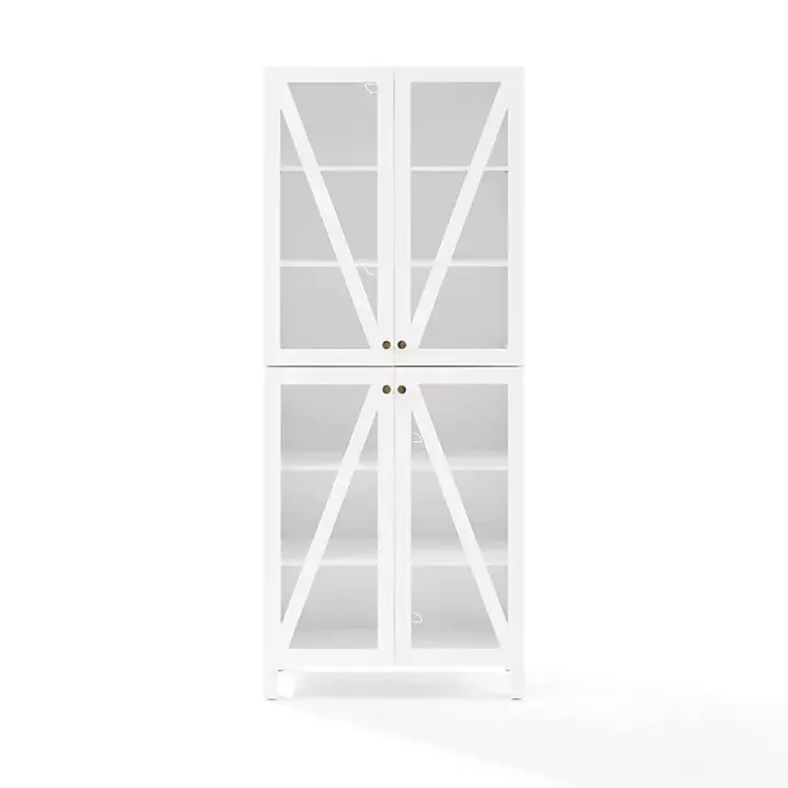 Tall White Triangle 4-Door Wood Cabinet