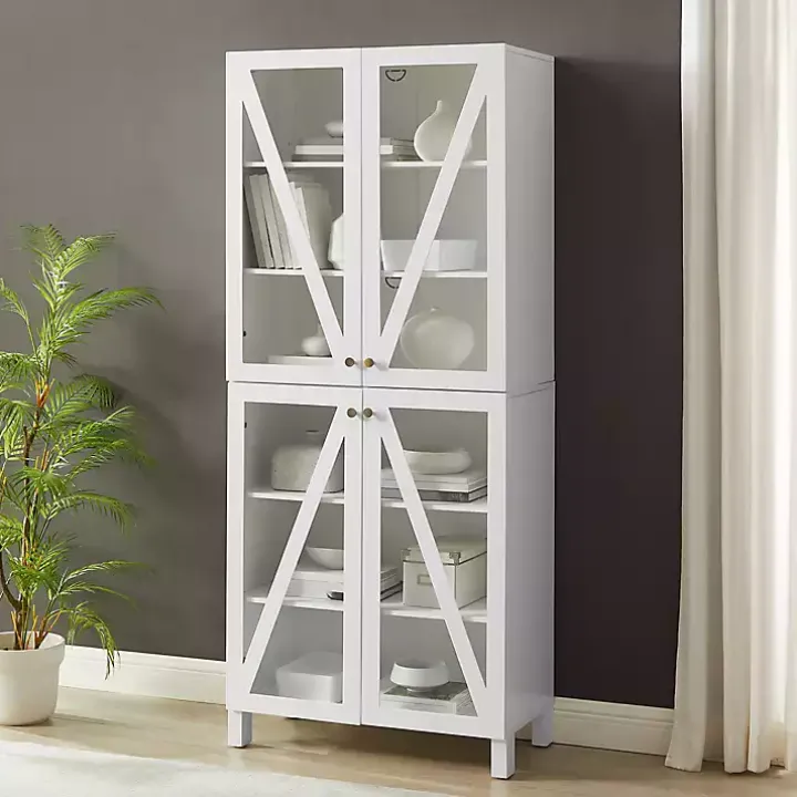 Tall White Triangle 4-Door Wood Cabinet