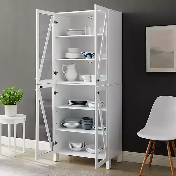 Tall White Triangle 4-Door Wood Cabinet