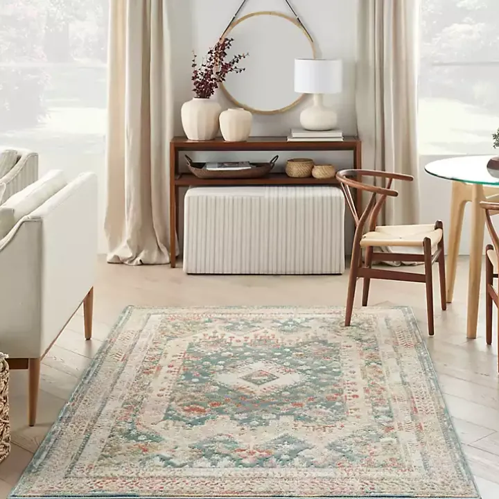 Talula Teal Bohemian Vintage Area Rug, 5x7