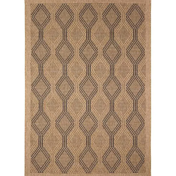 Tan & Black Diamonds Indoor/Outdoor Area Rug, 7x9