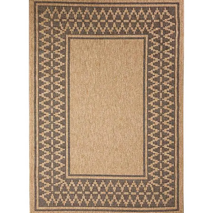 Tan & Black Zig Zag Indoor/Outdoor Area Rug, 7x9