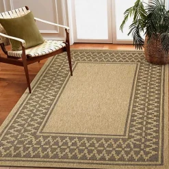 Tan & Black Zig Zag Indoor/Outdoor Area Rug, 7x9