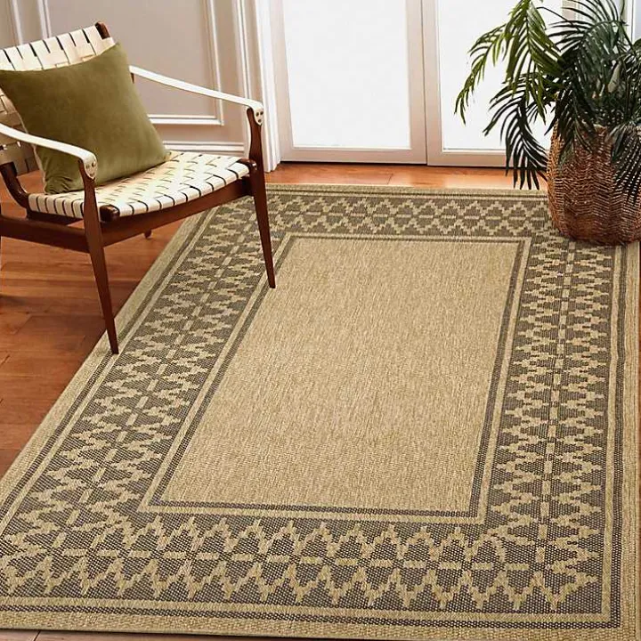 Tan & Black Zig Zag Indoor/Outdoor Area Rug, 7x9