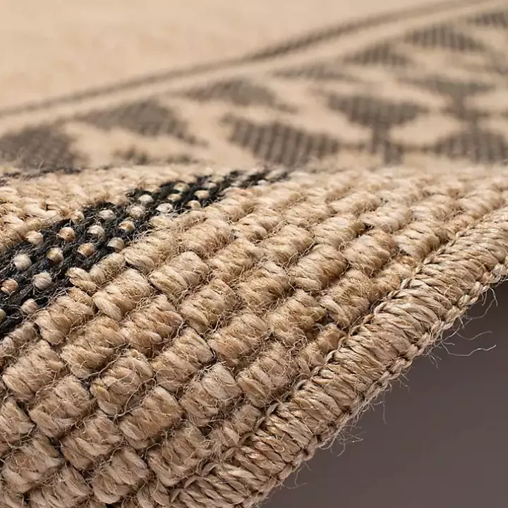 Tan & Black Zig Zag Indoor/Outdoor Area Rug, 7x9