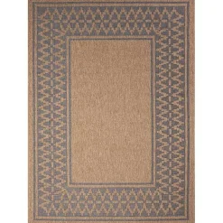 Tan & Navy Zig Zag Indoor/Outdoor Area Rug, 5x7
