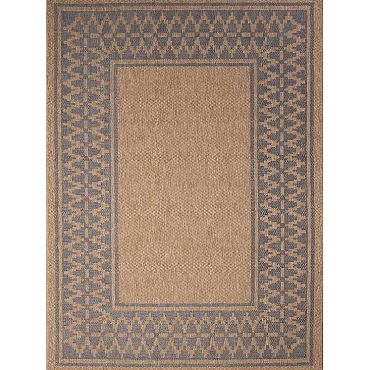 Tan & Navy Zig Zag Indoor/Outdoor Area Rug, 5x7