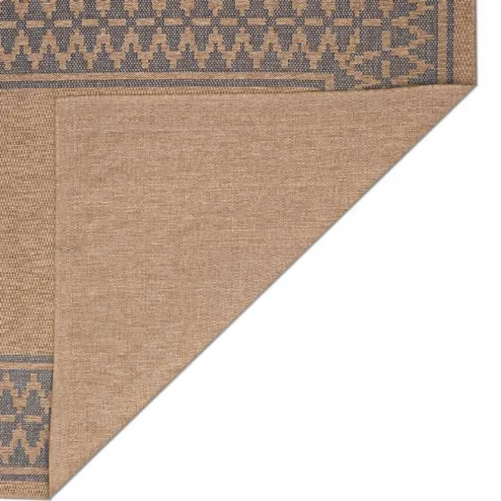 Tan & Navy Zig Zag Indoor/Outdoor Area Rug, 5x7
