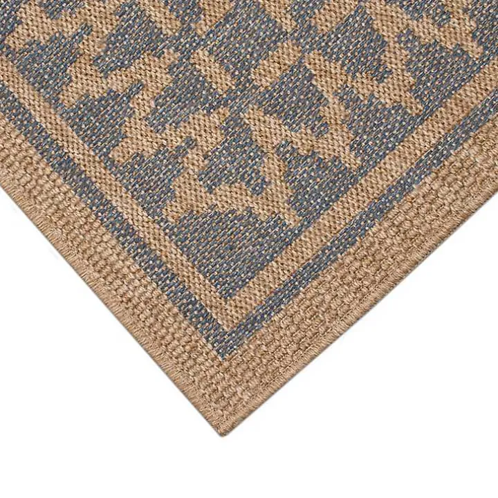 Tan & Navy Zig Zag Indoor/Outdoor Area Rug, 5x7