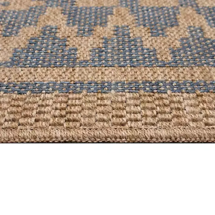 Tan & Navy Zig Zag Indoor/Outdoor Area Rug, 5x7