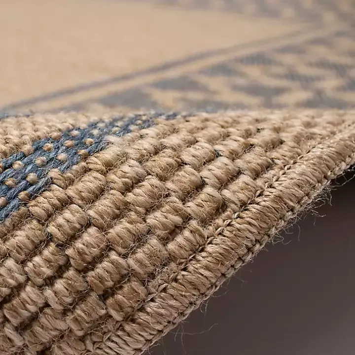 Tan & Navy Zig Zag Indoor/Outdoor Area Rug, 5x7