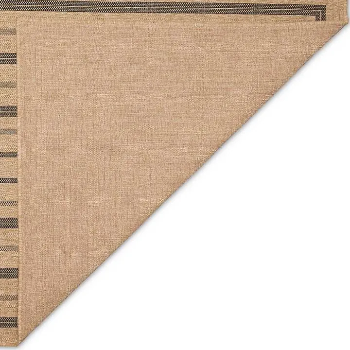 Tan and Black Framed Indoor/Outdoor Area Rug, 5x7