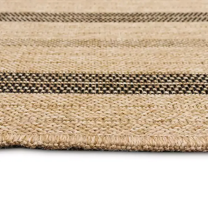 Tan and Black Framed Indoor/Outdoor Area Rug, 5x7