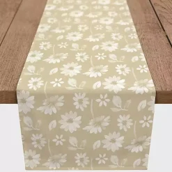 Tan and White Wildflower Table Runner, 90 in.