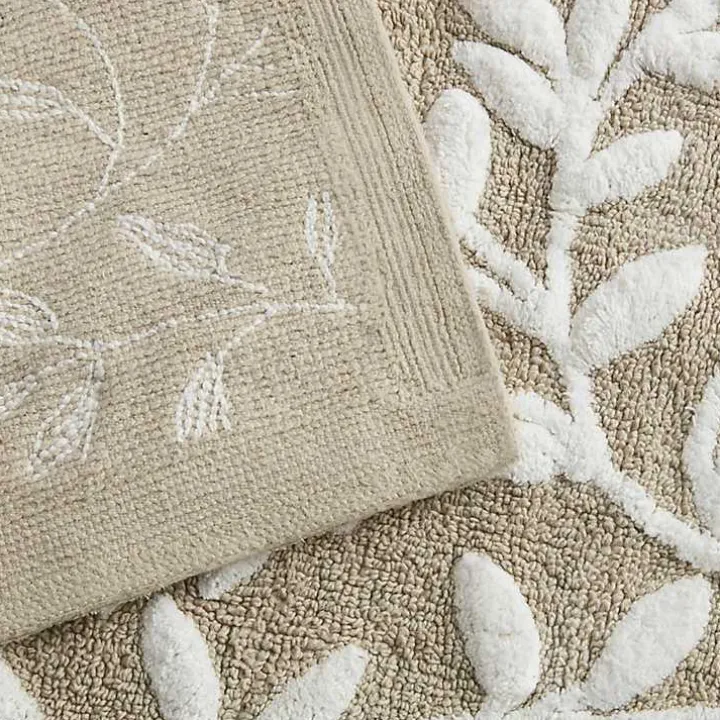 Tan Botanical Cotton Bath Mat, 34 in.