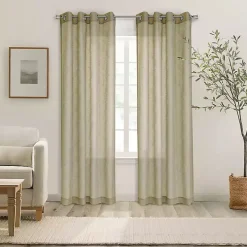 Tan Boucle Sheer Single Curtain Panel, 95 in.