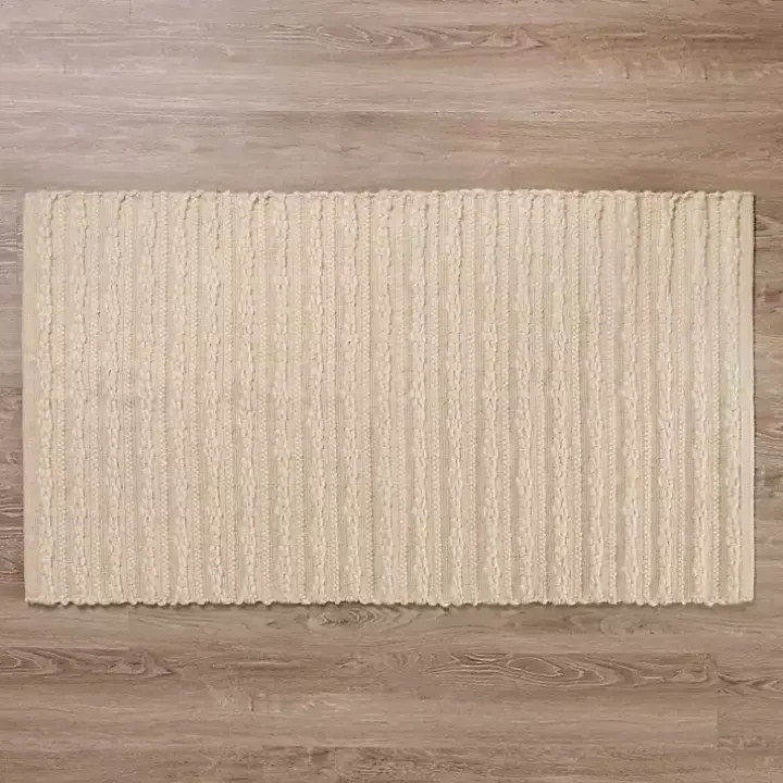 Tan Cable Knit Scatter Rug
