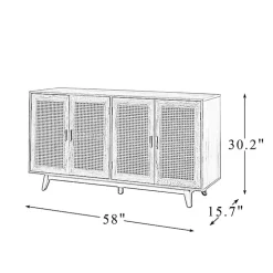 Tan Cane Wood Storage Media Cabinet