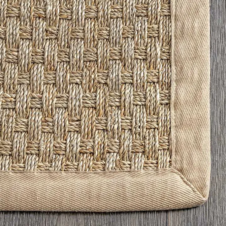 Tan Checker Weave Seagrass Area Rug, 5x8