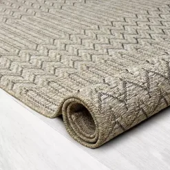 Tan Chevron Indoor/Outdoor Area Rug, 5x7