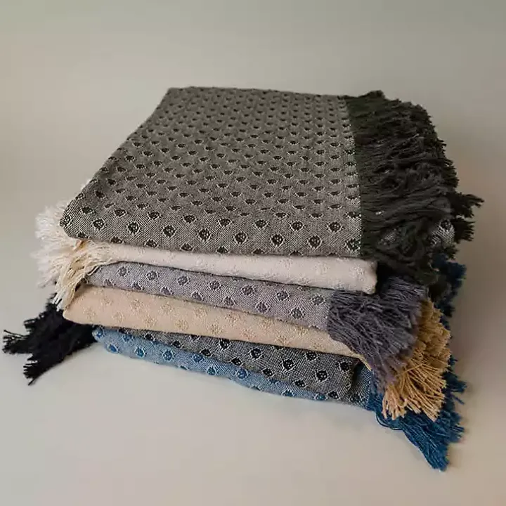 Tan Dotted Woven Throw