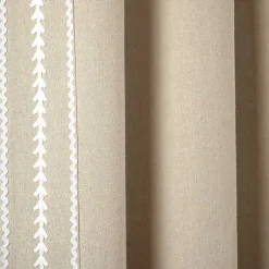 Tan Embroidered Ric Rac Curtain Panel, 84 in.
