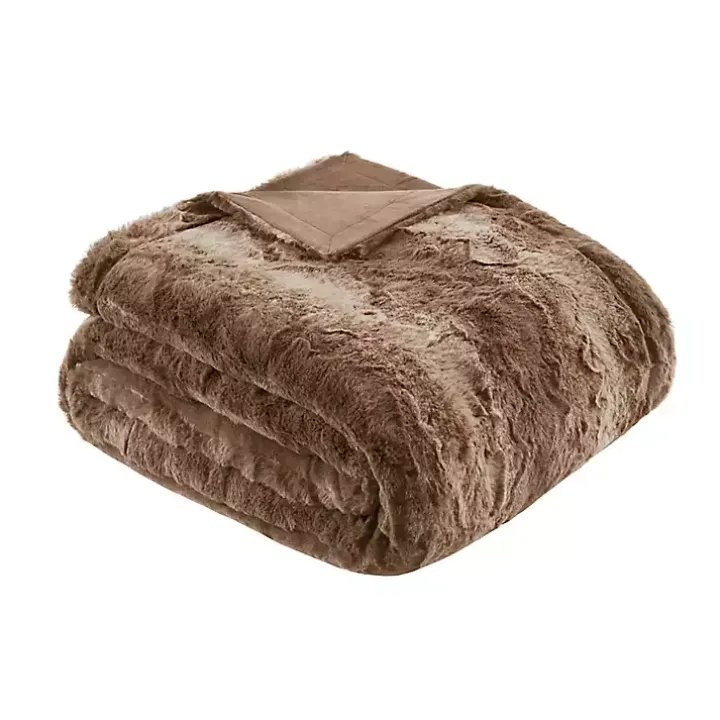 Tan Faux Fur Oversized Throw Blanket