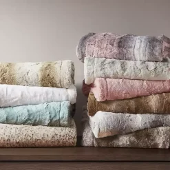 Tan Faux Fur Oversized Throw Blanket