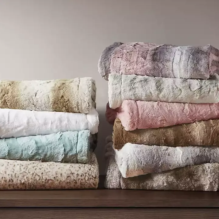 Tan Faux Fur Oversized Throw Blanket
