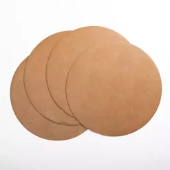 Tan Faux Leather Round Placemats, Set of 4
