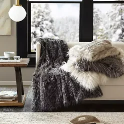 Tan Faux Mink Fur Throw