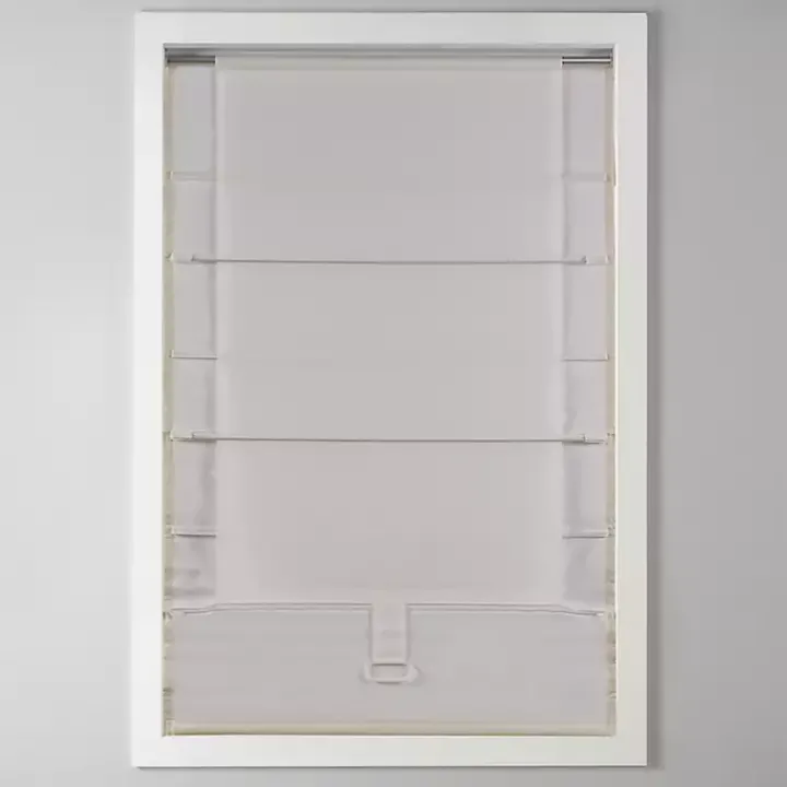 Tan Faux Silk Room Darkening Roman Shade, 27 in.