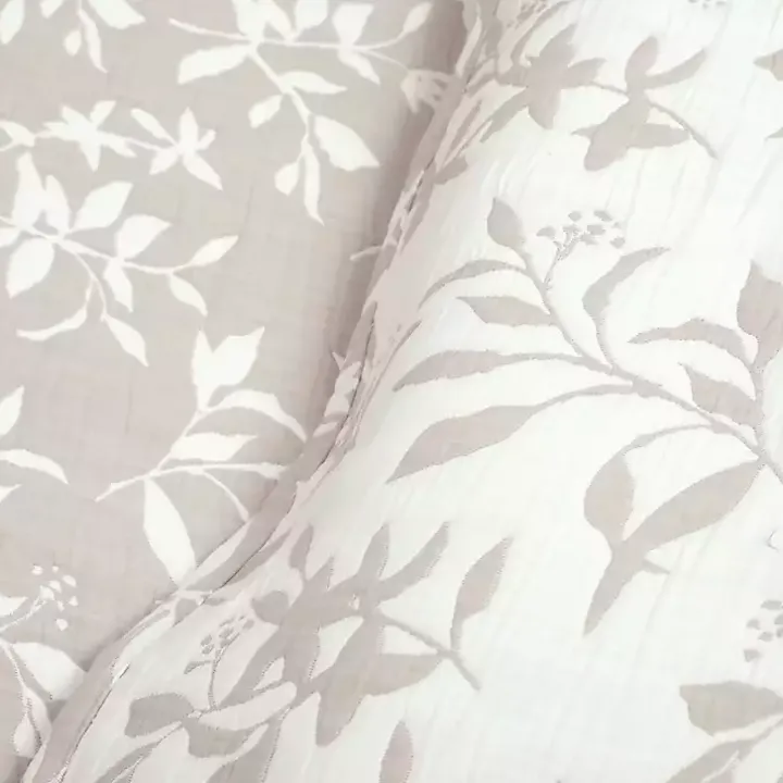 Tan Floral Reversible 3-pc. King Quilt Set