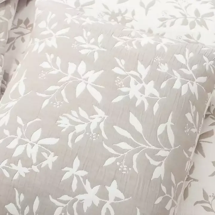 Tan Floral Reversible 3-pc. King Quilt Set