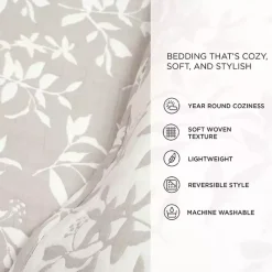 Tan Floral Reversible 3-pc. King Quilt Set