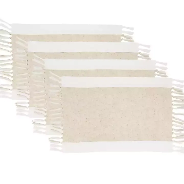 Tan Fringed Two Tone 4-pc. Placemat Set
