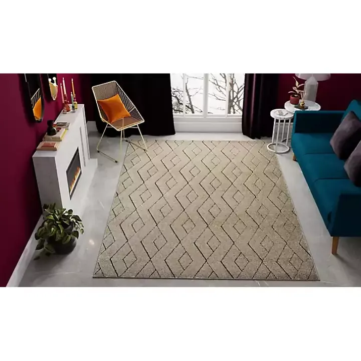 Tan Modern Chevron Area Rug, 5x7