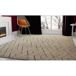 Tan Modern Chevron Area Rug, 5x7