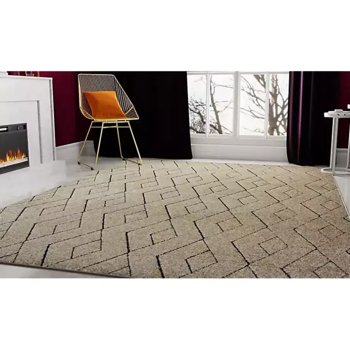 Tan Modern Chevron Area Rug, 5x7