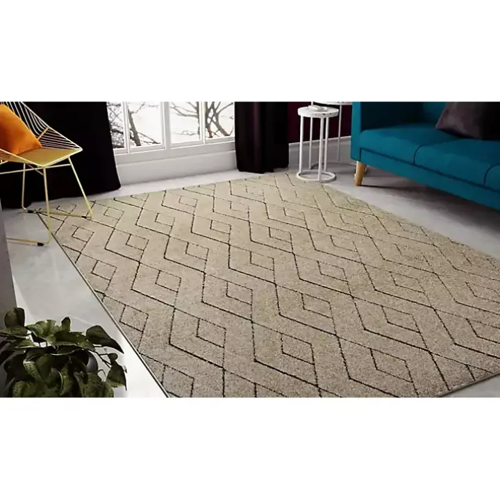 Tan Modern Chevron Area Rug, 5x7