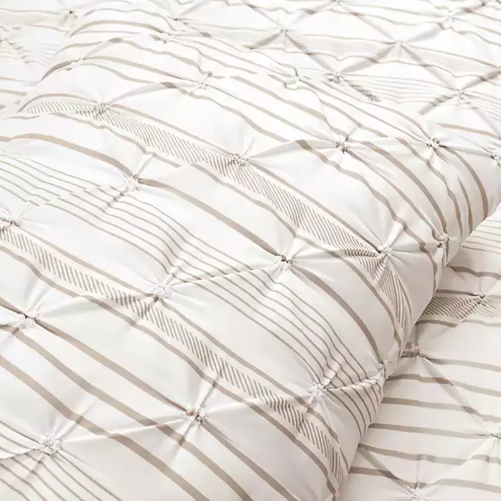 Tan Pintuck Stripe Full/Queen 5-pc. Comforter Set