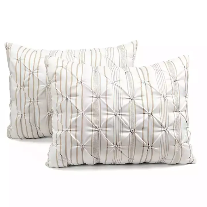 Tan Pintuck Stripe King 5-pc. Comforter Set