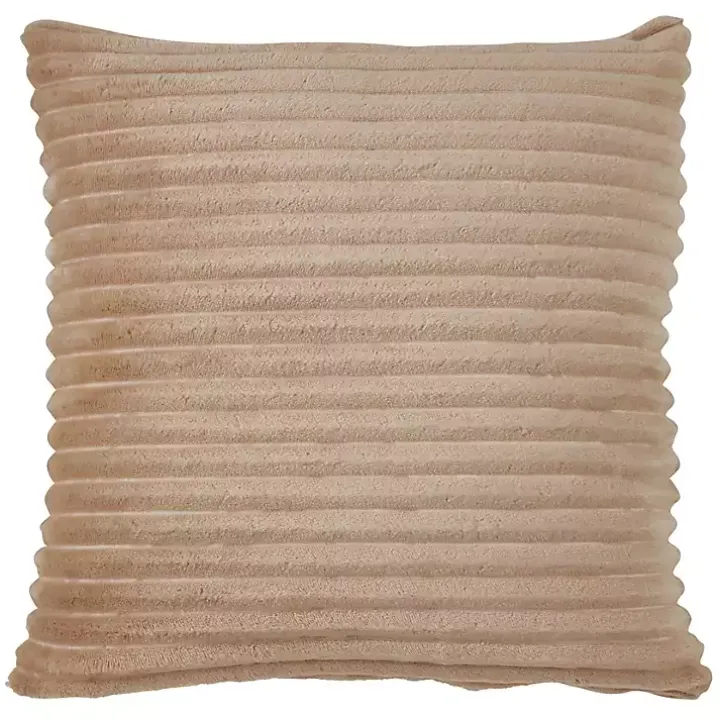 Tan Pleated Faux Rabbit Fur Pillow