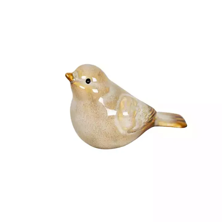 Tan Porcelain Bird Figurines, Set of 4
